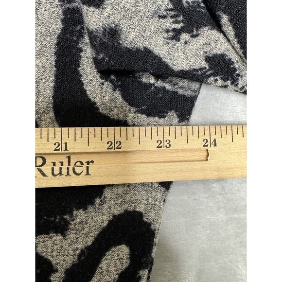 Clara Sun Woo Top Womens Small Black Oatmeal Animal Print Dolman Long Sleeve - Picture 6 of 8